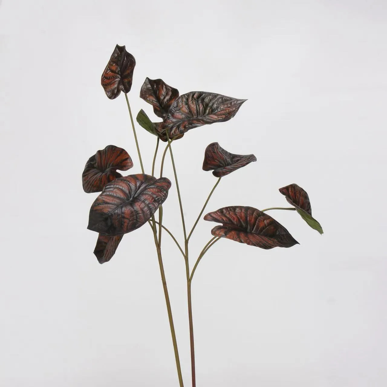 Faux Alocasia Elephant Ear Leaf Stem – Burgundy 28"