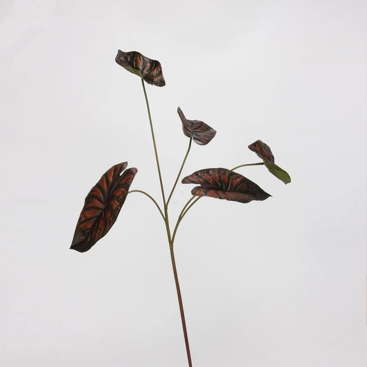 Faux Alocasia Elephant Ear Leaf Stem – Burgundy 28"