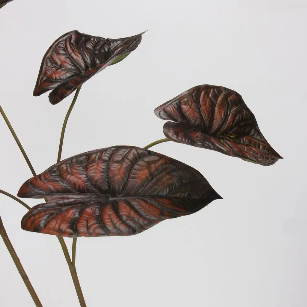 Faux Alocasia Elephant Ear Leaf Stem – Burgundy 28"