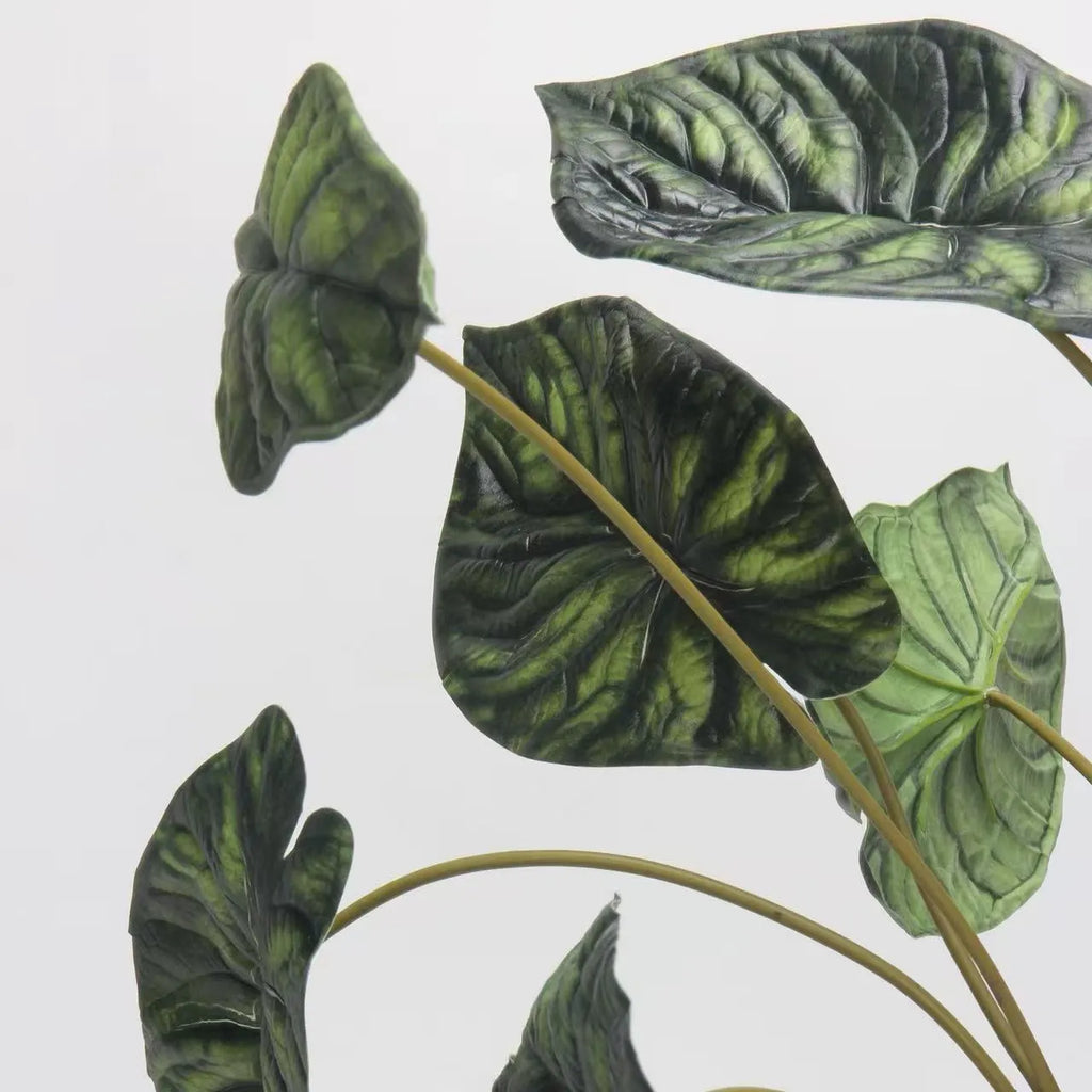 Faux Alocasia Elephant Ear Leaf Stem – Green 28"