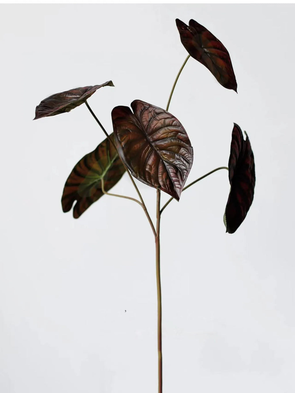 Faux Alocasia Elephant Ear Leaf Stem – Burgundy 28"