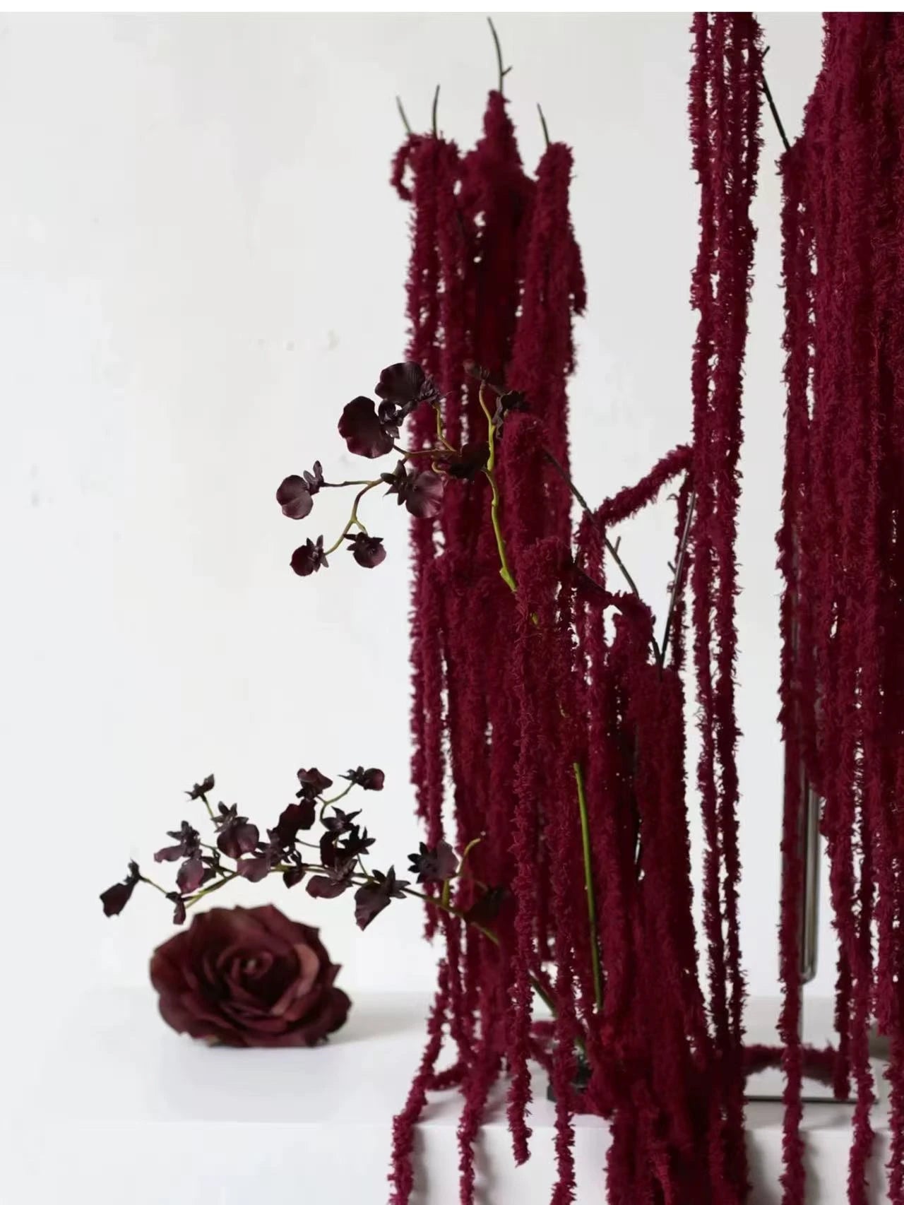 Faux Amaranthus Cascade Flower Stem in Burgundy – 45"