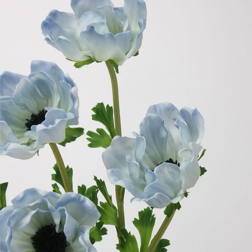 Faux Anemone Flower Stem -Blue 26"