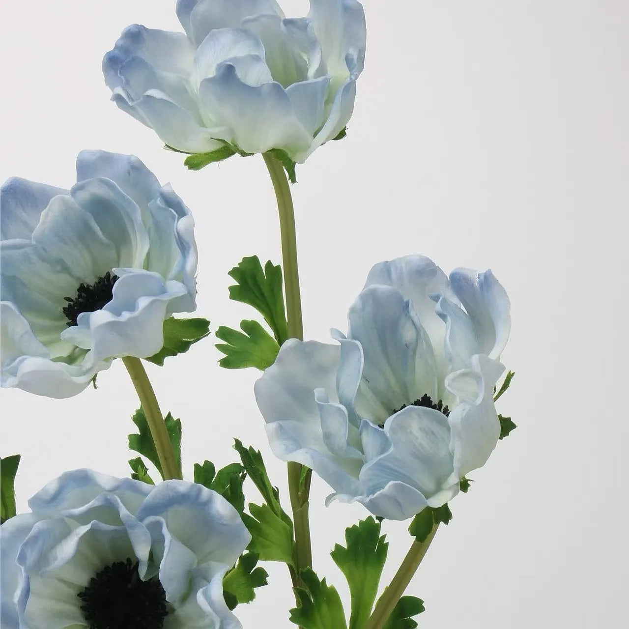 Faux Anemone Flower Stem -Blue 26"