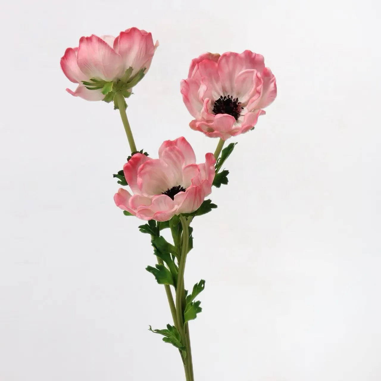 Faux Anemone Flower Stem -Pink 26"