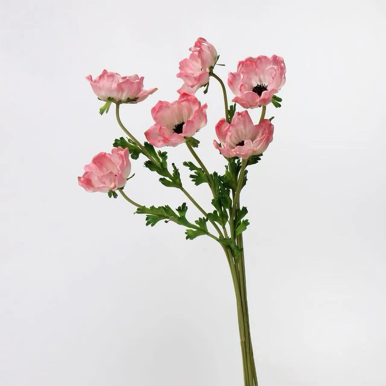 Faux Anemone Flower Stem -Pink 26"