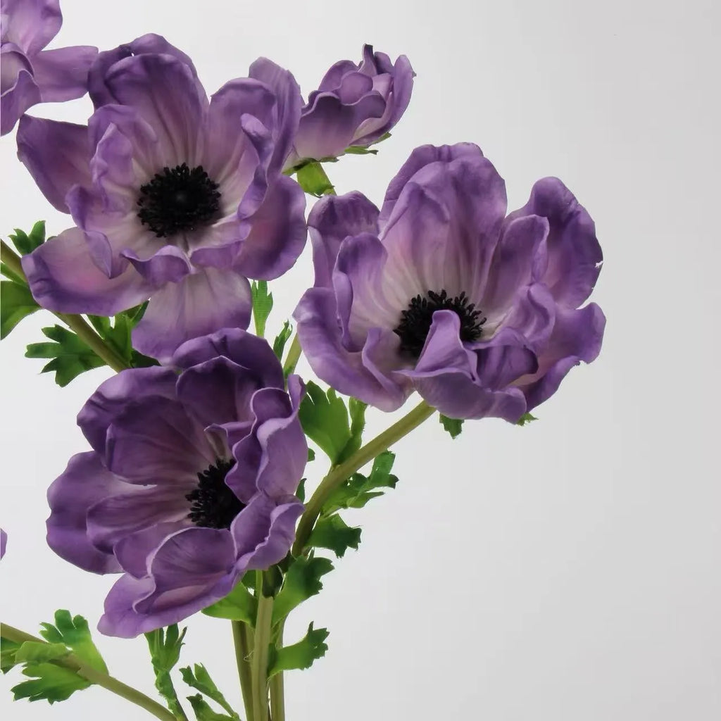 Faux Anemone Flower Stem -Violet 26"