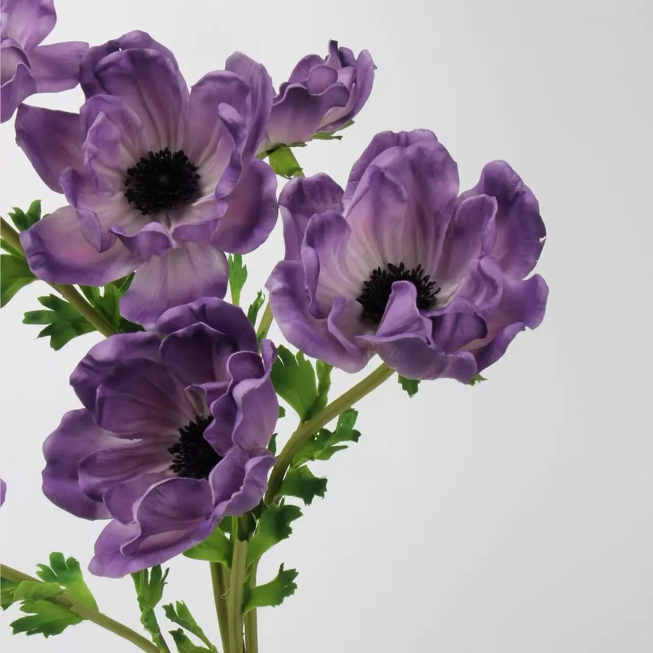 Faux Anemone Flower Stem -Violet 26"