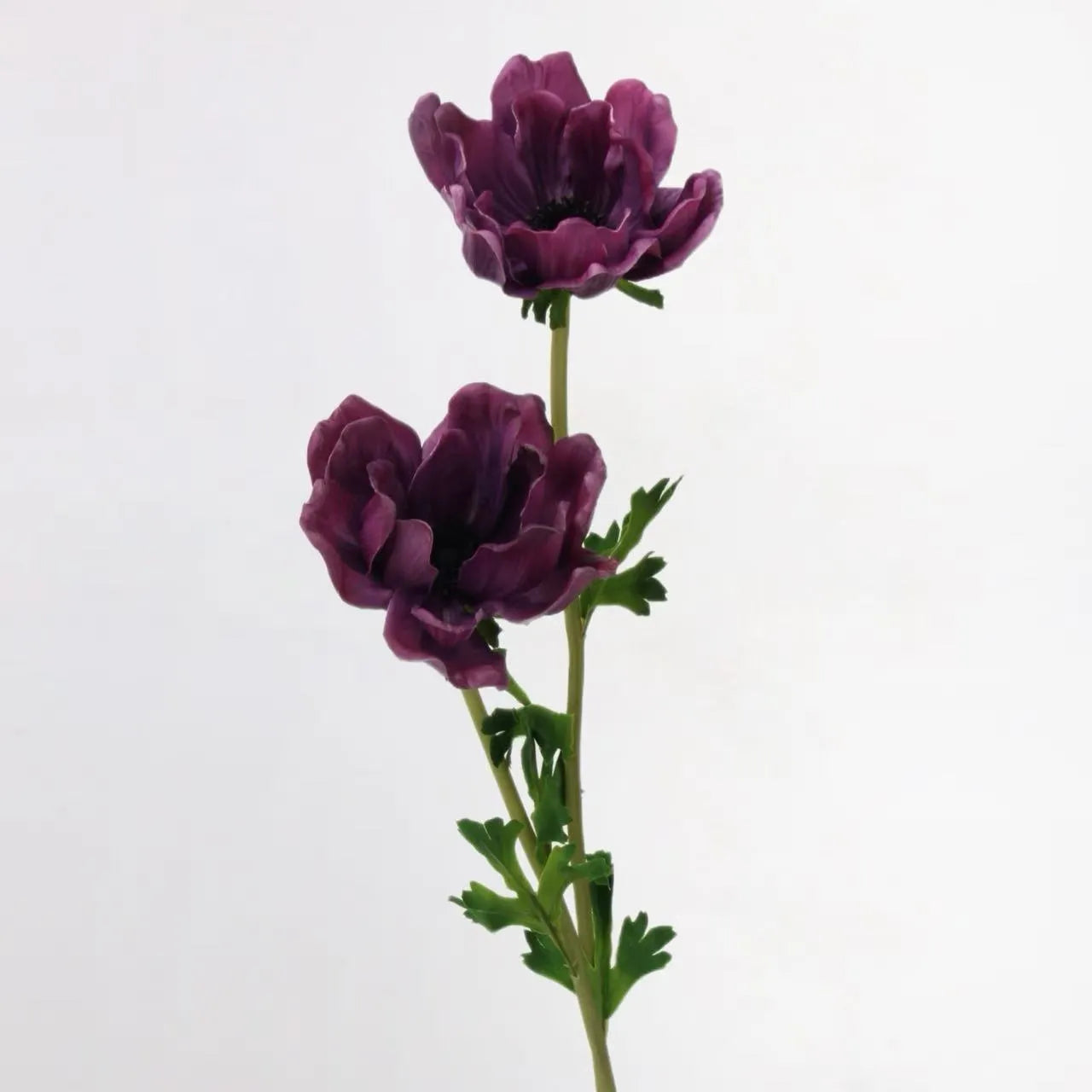 Faux Anemone Flower Stem -Purple 26"
