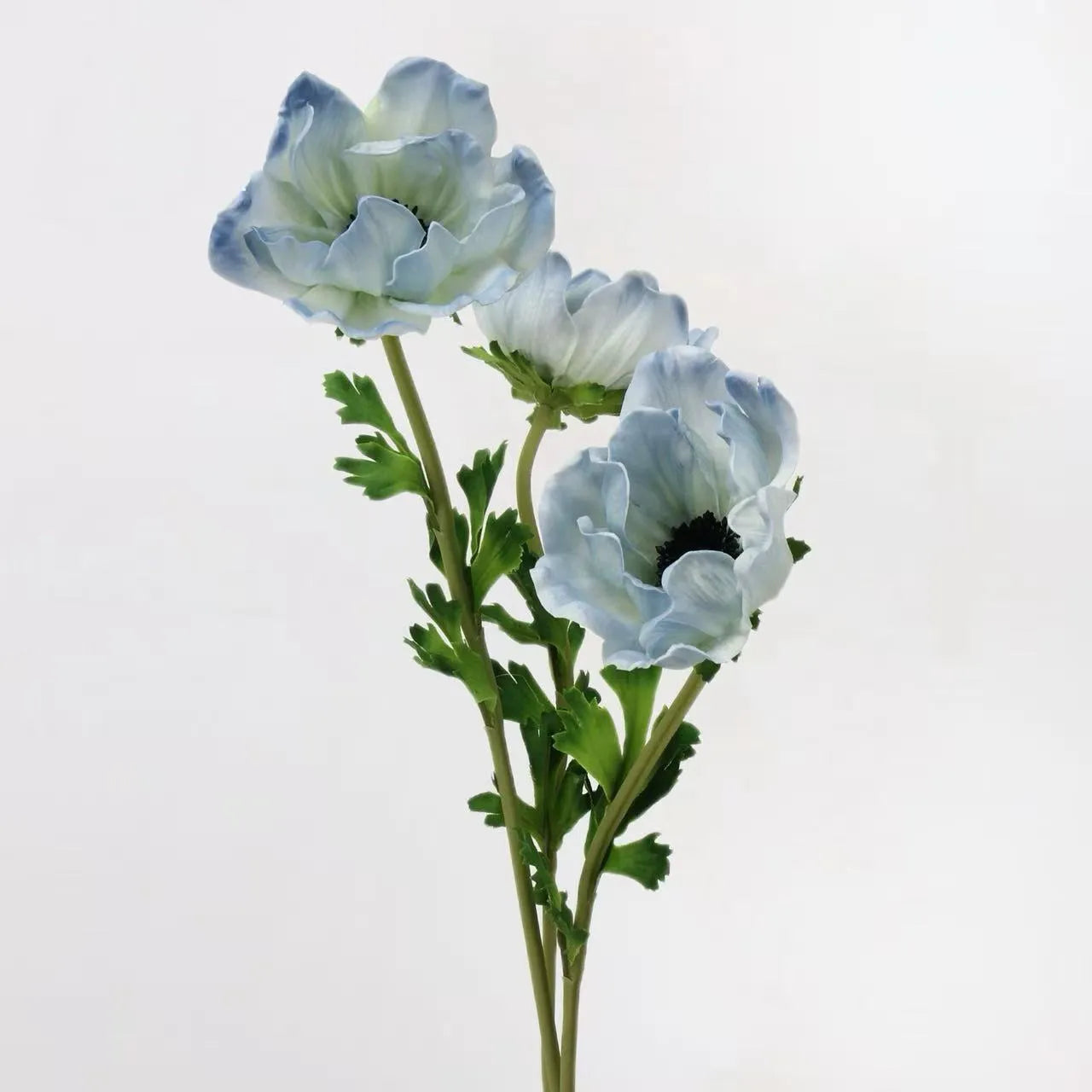 Faux Anemone Flower Stem -Blue 26"