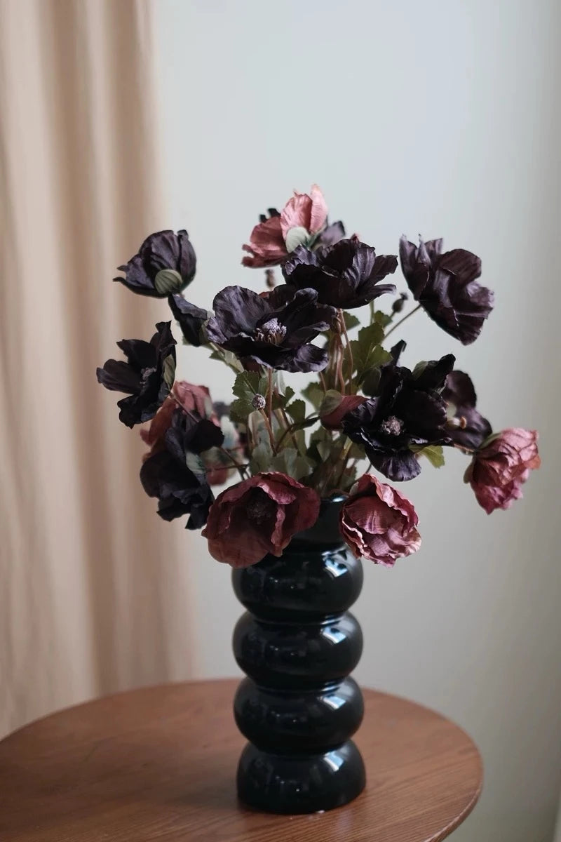 Faux Corn Poppy Flower in Black – 28"