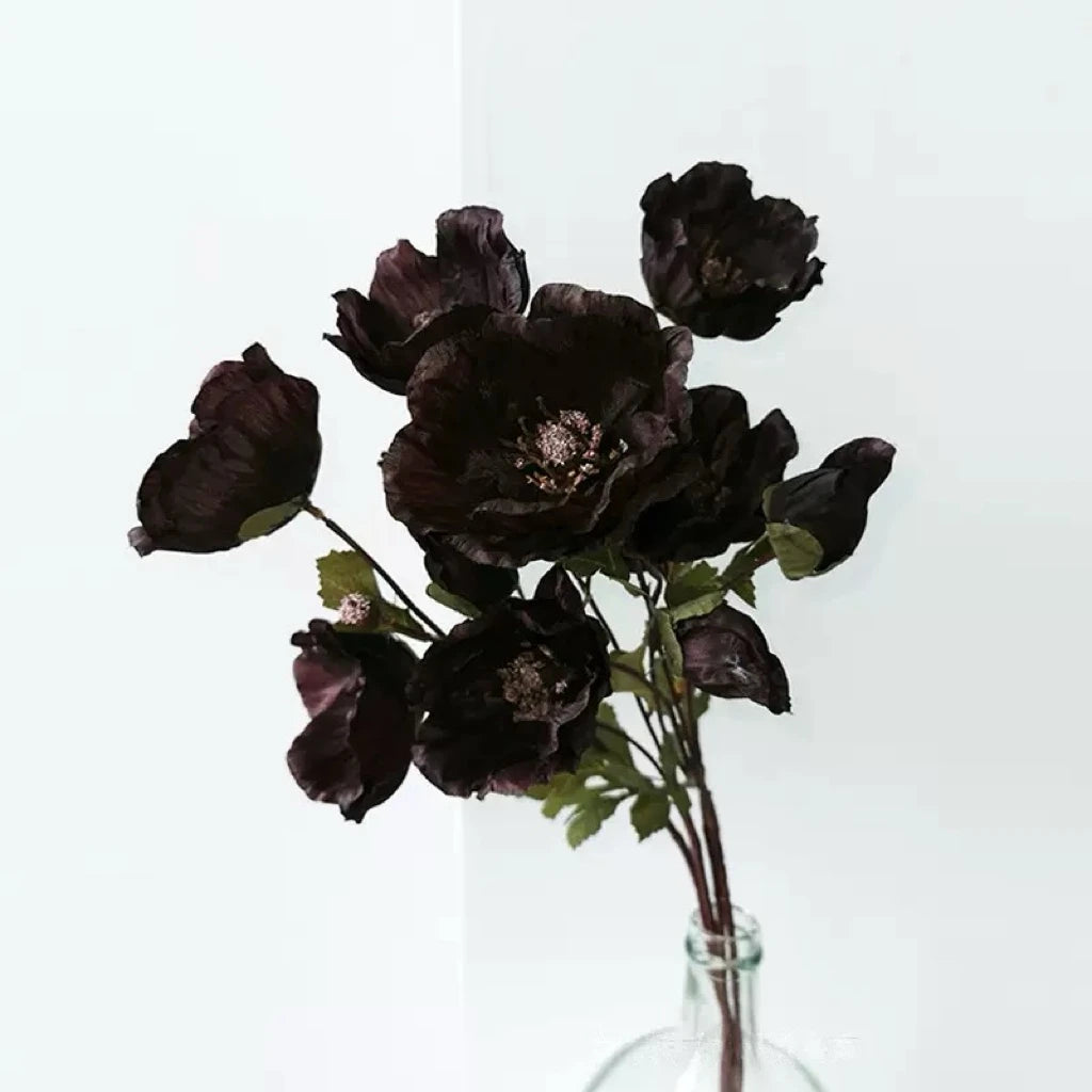 Faux Corn Poppy Flower in Black – 28"
