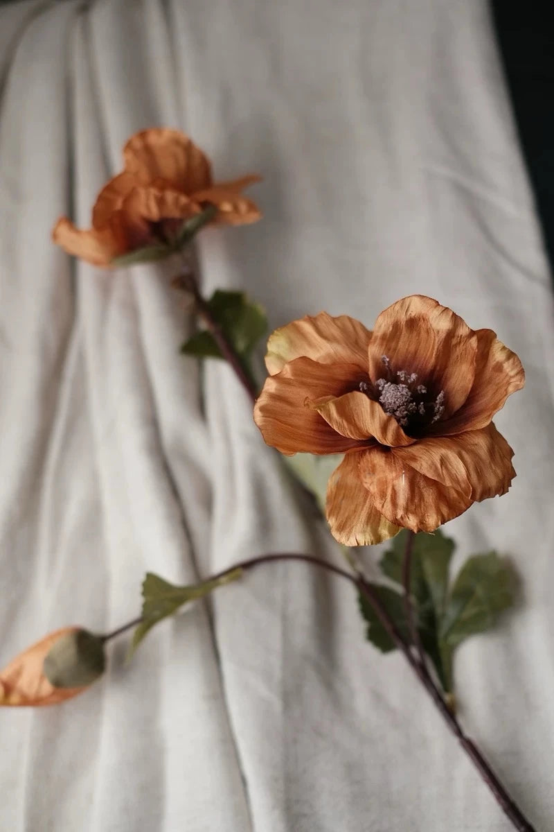 Faux Corn Poppy Flower in Orange – 28"