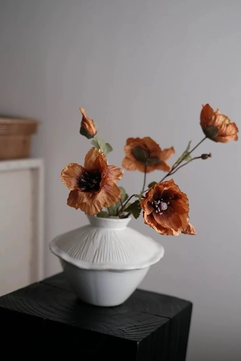 Faux Corn Poppy Flower in Orange – 28"