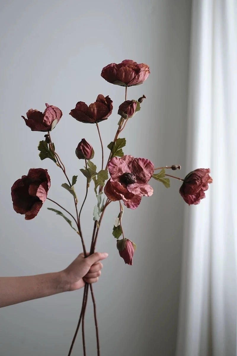 Faux Corn Poppy Flower in Red– 28"