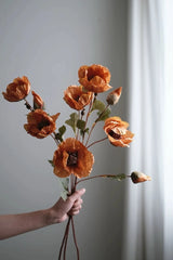 Faux Corn Poppy Flower in Orange – 28"