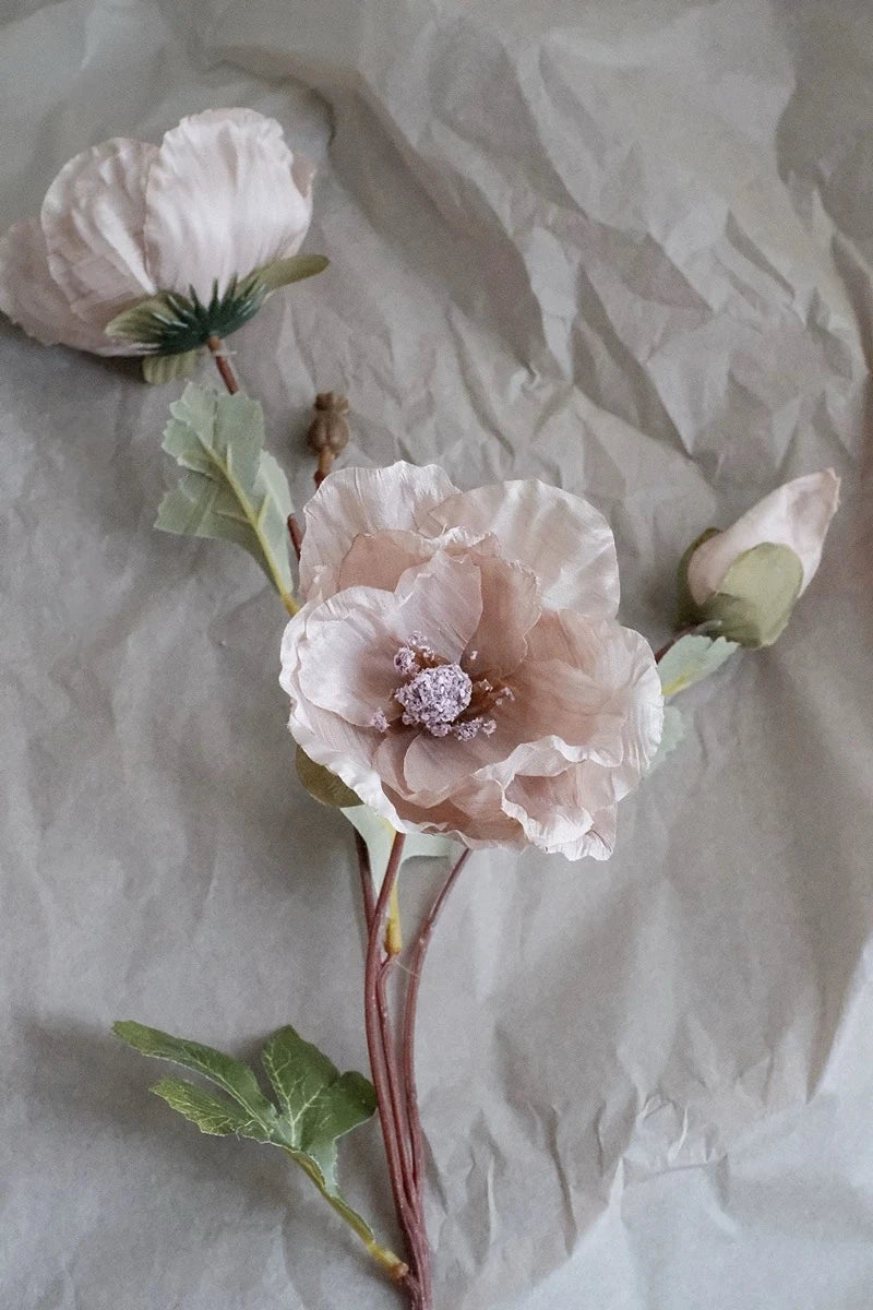 Faux Corn Poppy Flower In Dusty Pink – 28"