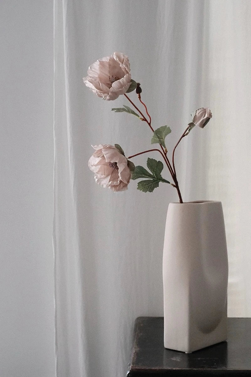 Faux Corn Poppy Flower In Dusty Pink – 28"