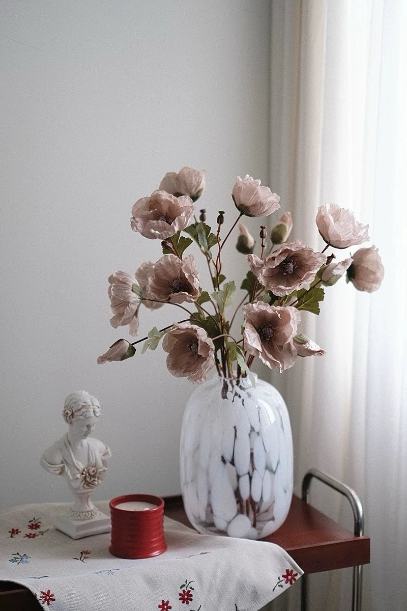 Faux Corn Poppy Flower In Dusty Pink – 28"
