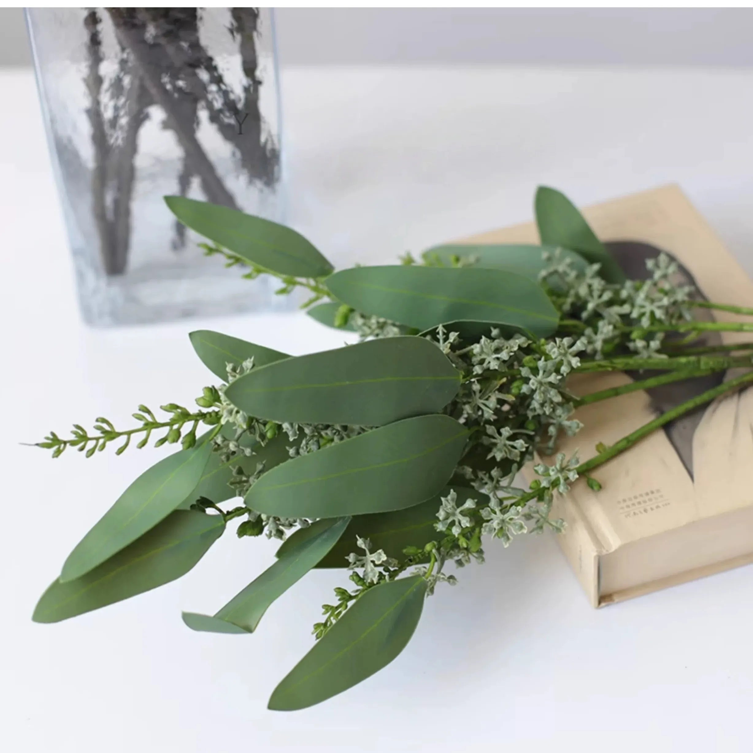 Faux Eucalyptus Stem with Berries –24"