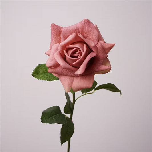 Faux Flowers Real Touch Coral Rose  -28”
