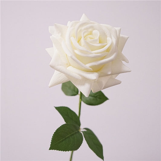 Faux Flowers Real Touch  Rose in  White-28”