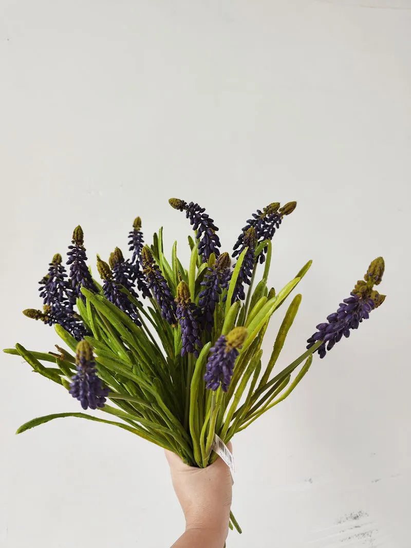 リアルタッチ フェイク ヒヤシンス フラワースプレー パープル-16.9"