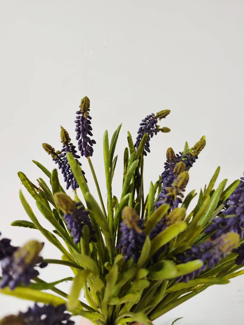 リアルタッチ フェイク ヒヤシンス フラワースプレー パープル-16.9"