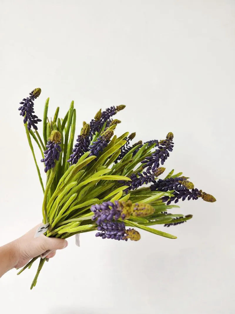 リアルタッチ フェイク ヒヤシンス フラワースプレー パープル-16.9"