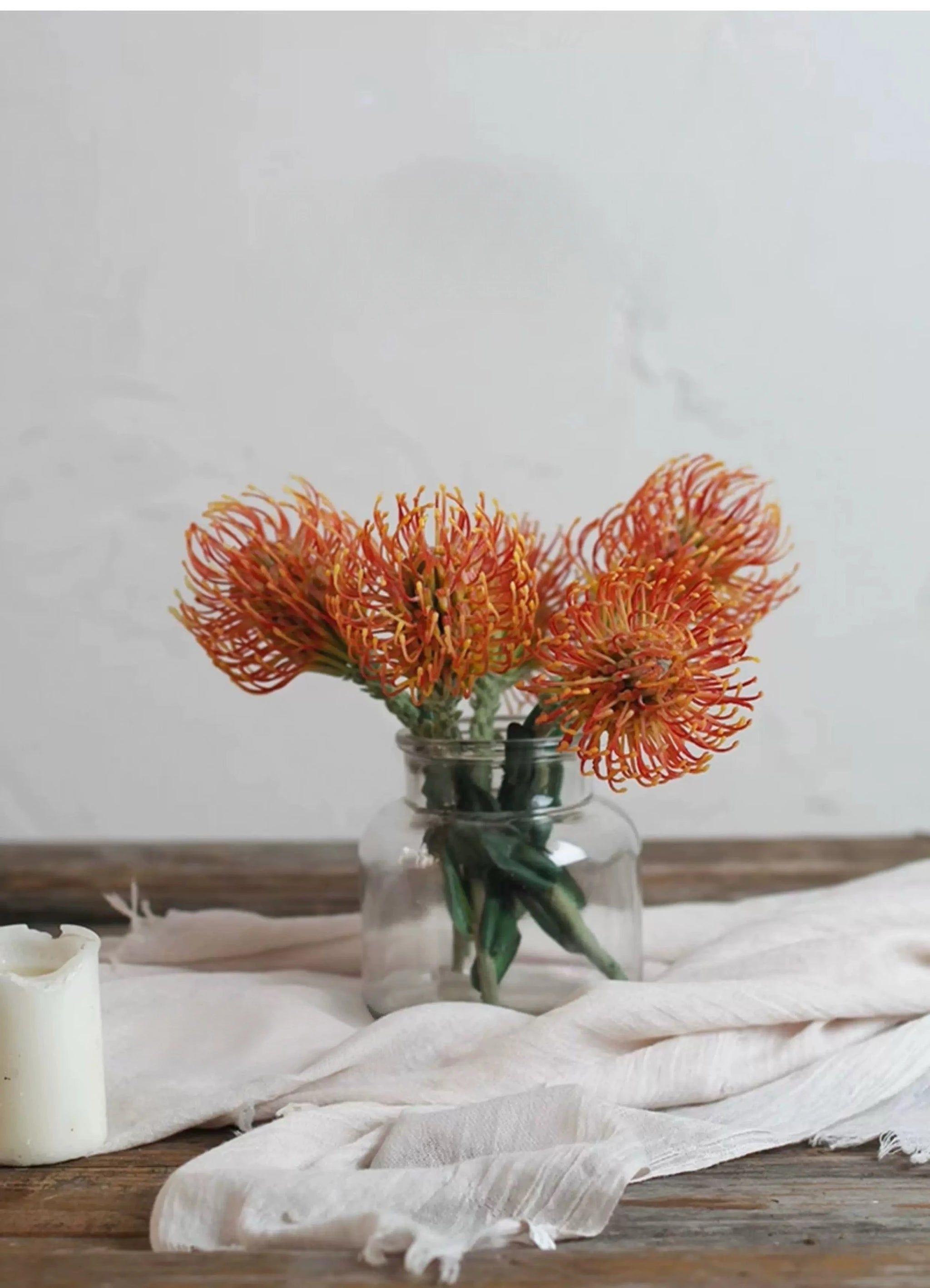 Faux Pincushion Protea Stem – 21"