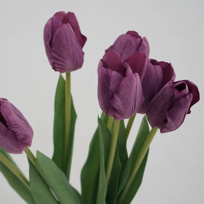 フェイクリアルタッチクリームパープルチューリップ 18インチ