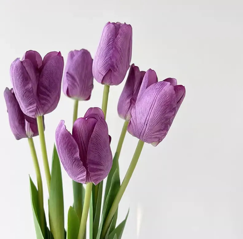 フェイクリアルタッチクリームパープルチューリップ 18インチ