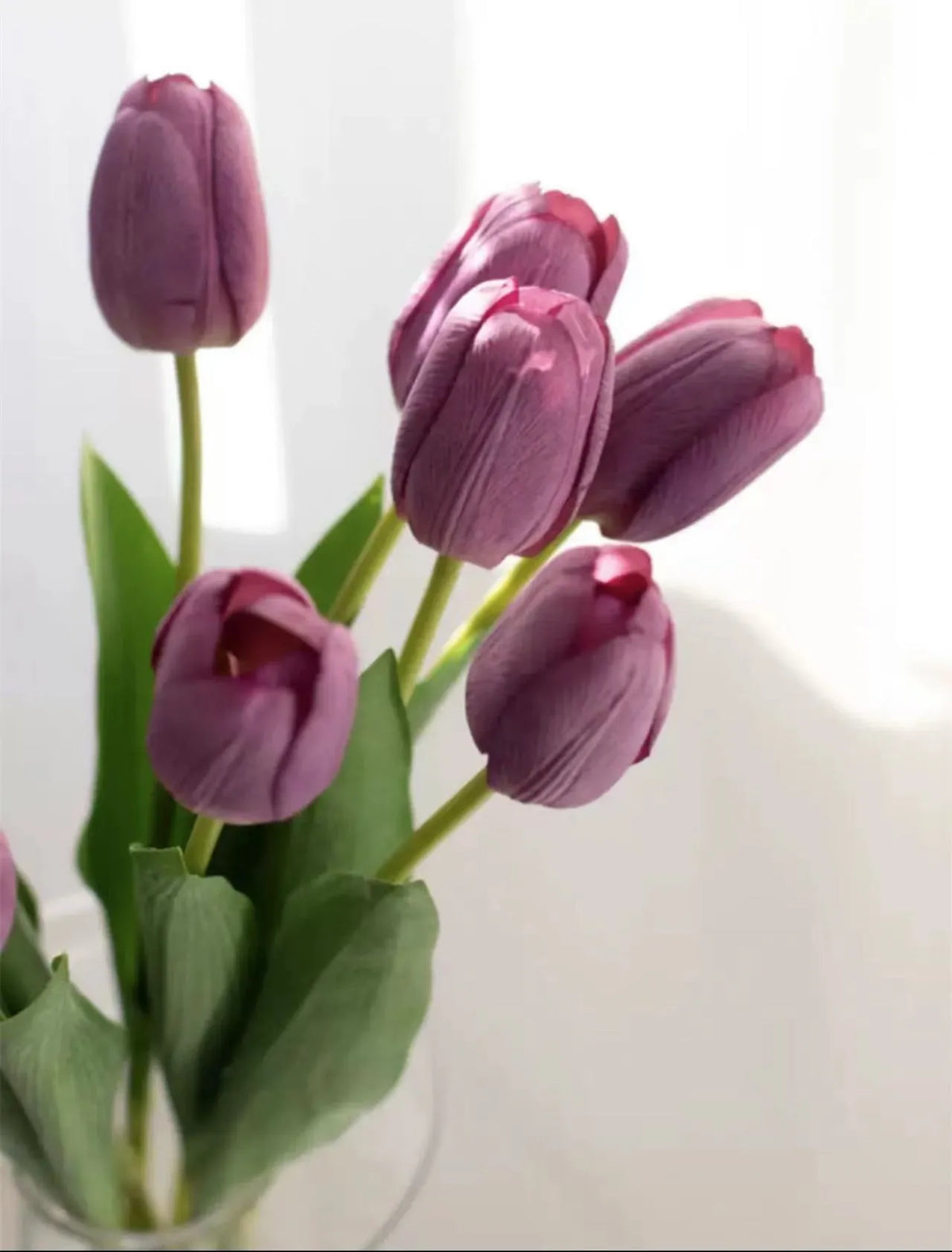 Künstliche Tulpe „Real Touch“, cremefarben-lila, 45 cm – Amoria Bloom