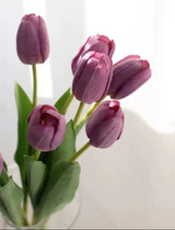 フェイクリアルタッチクリームパープルチューリップ 18インチ