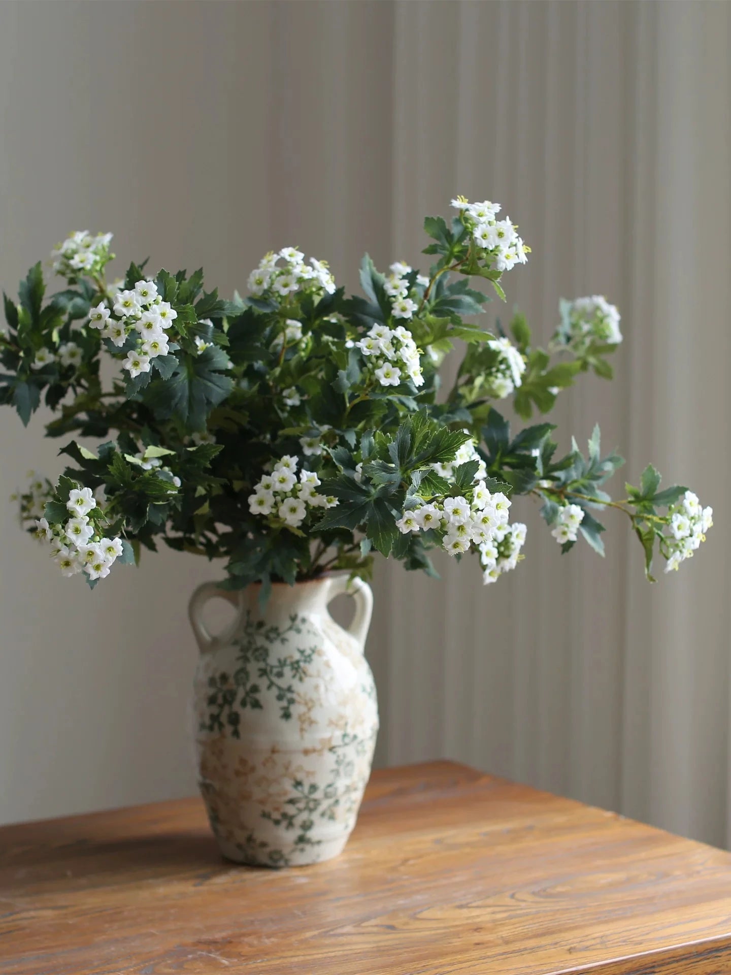 Faux Snowball Viburnum Spray in White– 31"