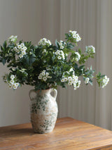 Faux Snowball Viburnum Spray in White– 31"