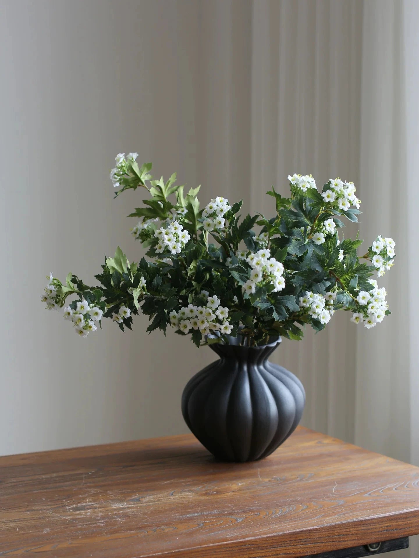 Faux Snowball Viburnum Spray in White– 31"