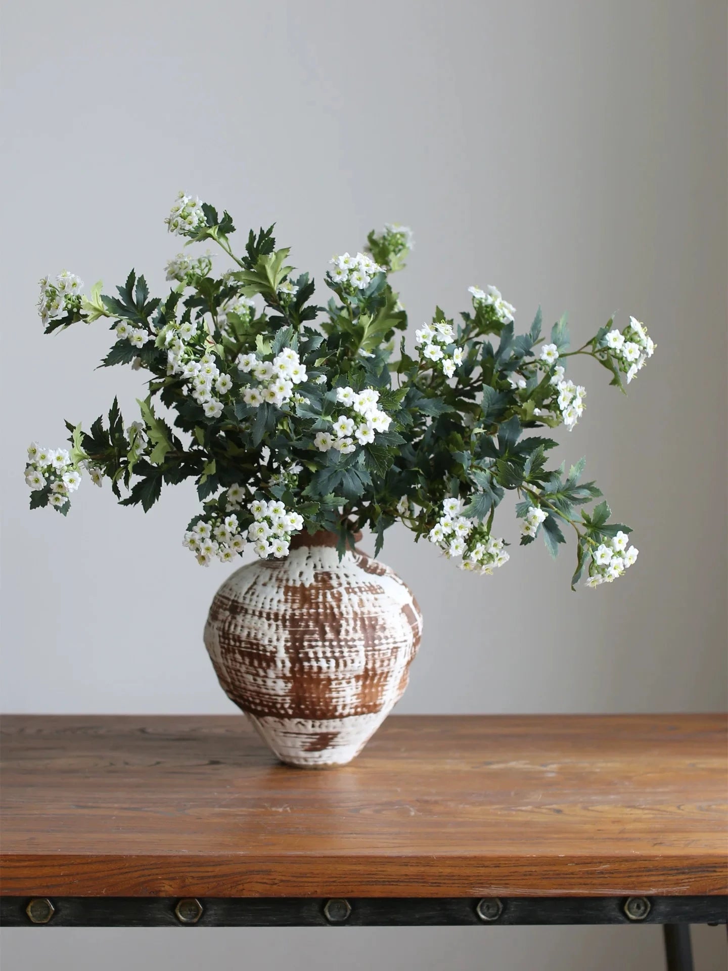 Faux Snowball Viburnum Spray in White– 31"