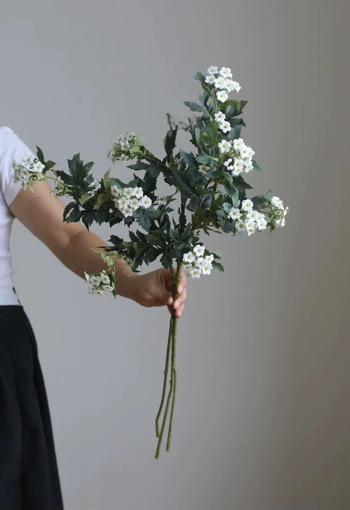 Faux Snowball Viburnum Spray in White– 31"