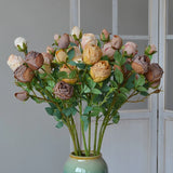 Faux Toasted Edge Spray Rose in Brown – 25"