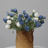 Faux Vintage Spray Rose in Blue – 25"
