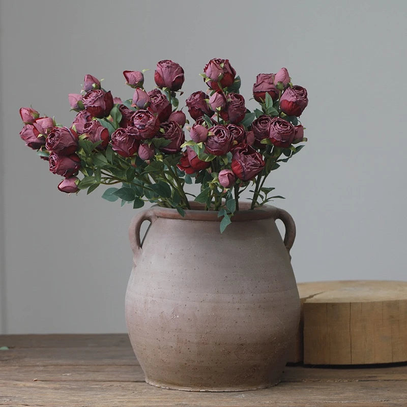 Faux Vintage Spray Rose in Plum – 25"