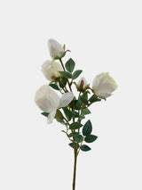 Faux Vintage Spray Rose in White – 25"
