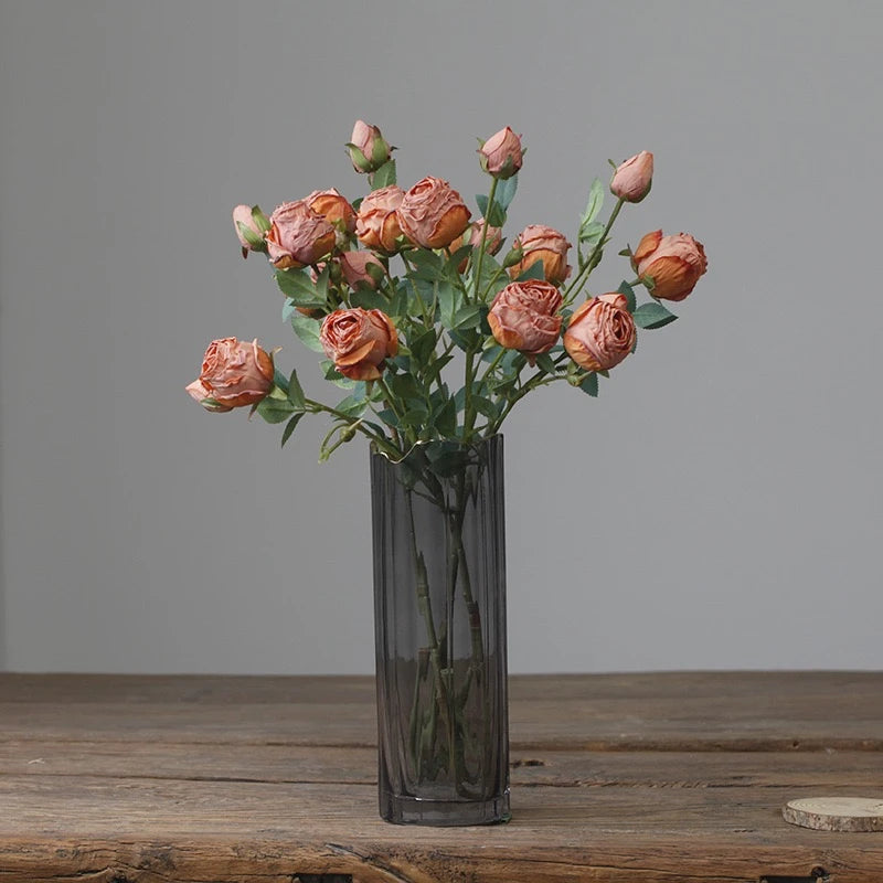 Faux Toasted Edge Spray Rose in Orange-Red – 25"