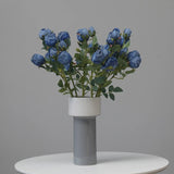 Faux Vintage Spray Rose in Blue – 25"