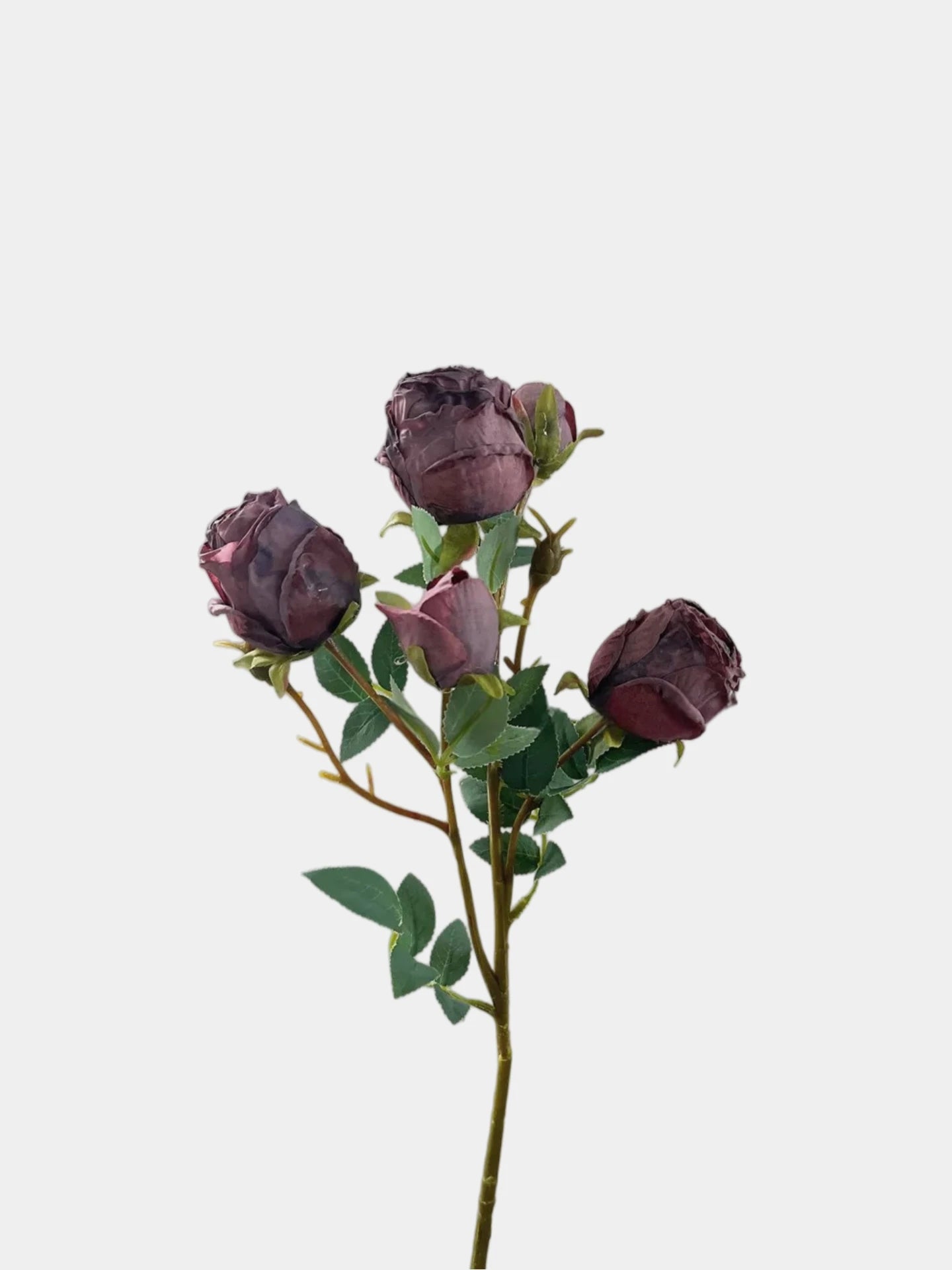 Faux Vintage Spray Rose in Smoky Purple – 25"
