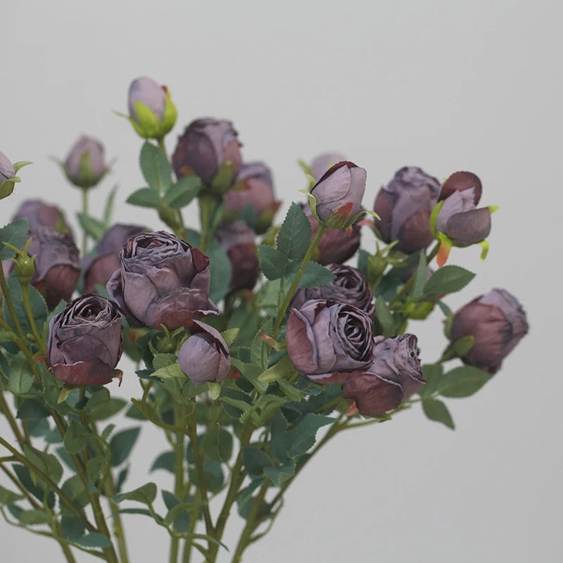 Faux Vintage Spray Rose in Smoky Purple – 25"