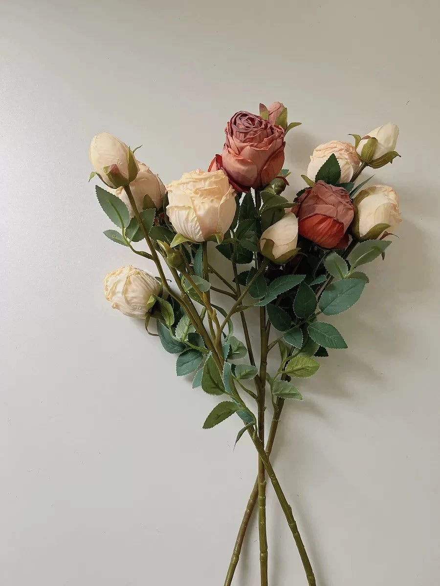 Faux Vintage Spray Rose in Champagne – 25"