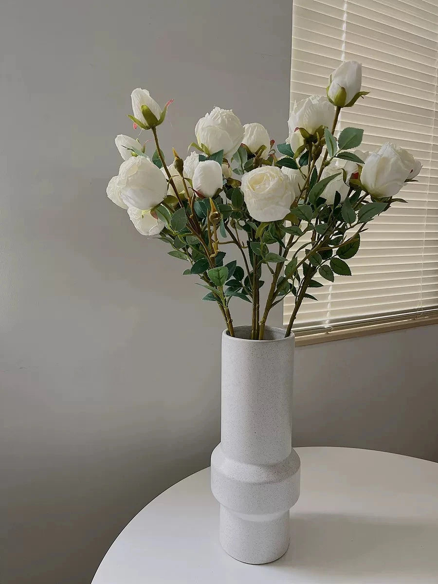 Faux Vintage Spray Rose in White – 25"