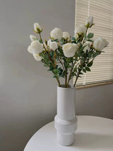 Faux Vintage Spray Rose in White – 25"